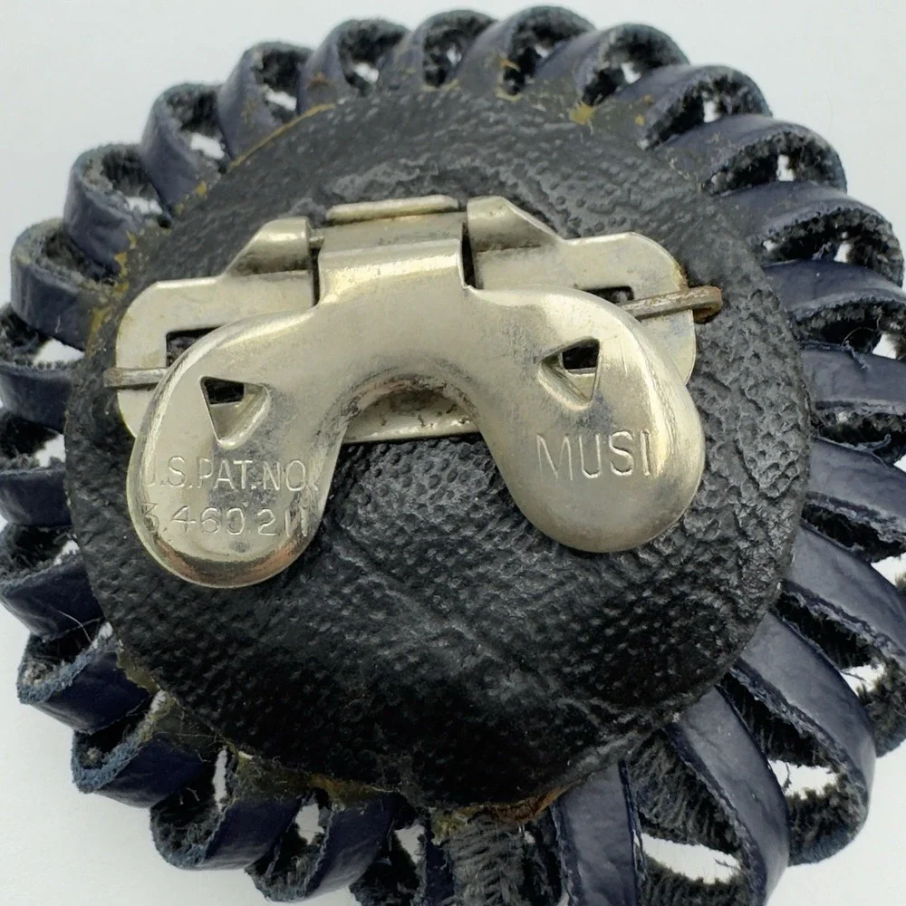 MUSI SHOE CLIPS Pair Genuine Vintage Navy Blue Round Looped Design 2